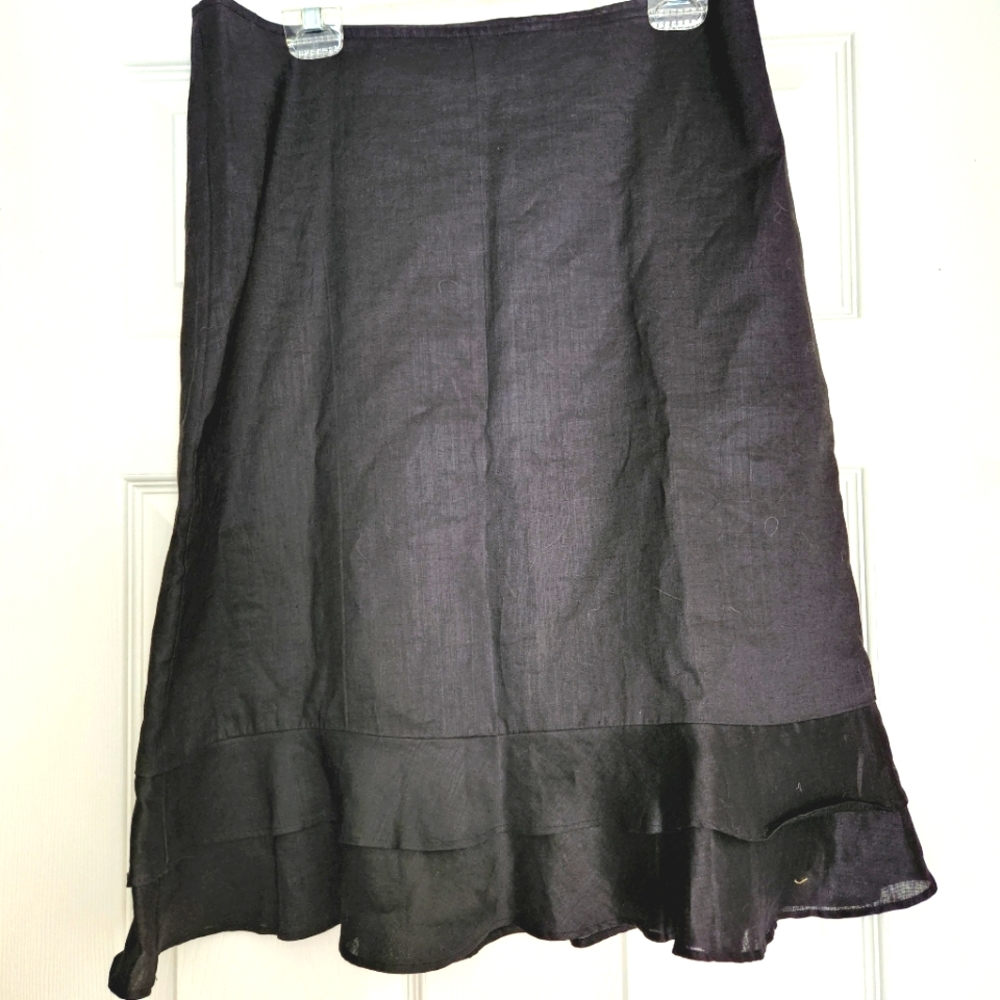 H&M Black Ruffle Hem Pencil Skirt
